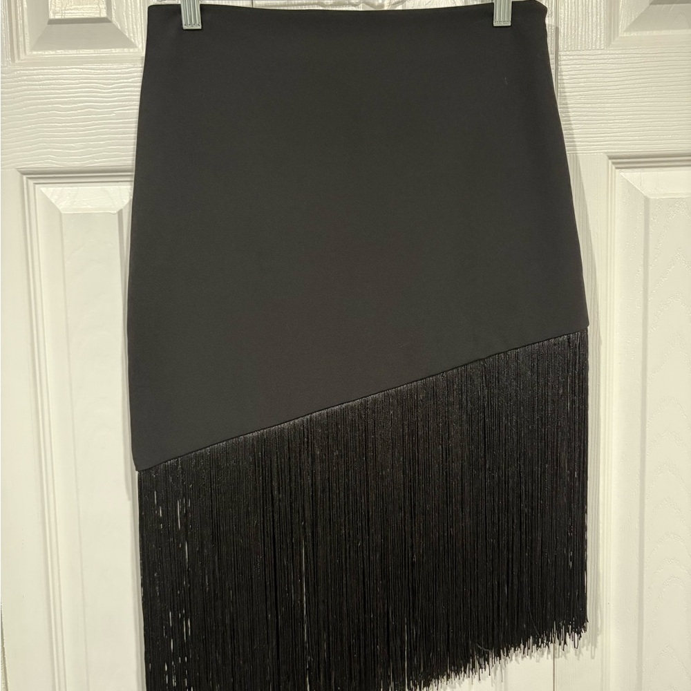 Express Black Pencil Skirt with Fringe